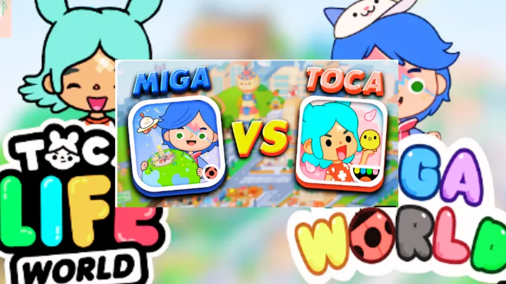 Toca Life World VS Miga MY World   8 toca life world mod apk vs miga town my world mod apk comparison