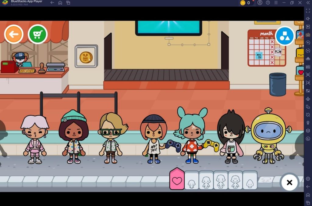 Toca Boca World gameplay on PC using BlueStacks emulator with multiple game characters